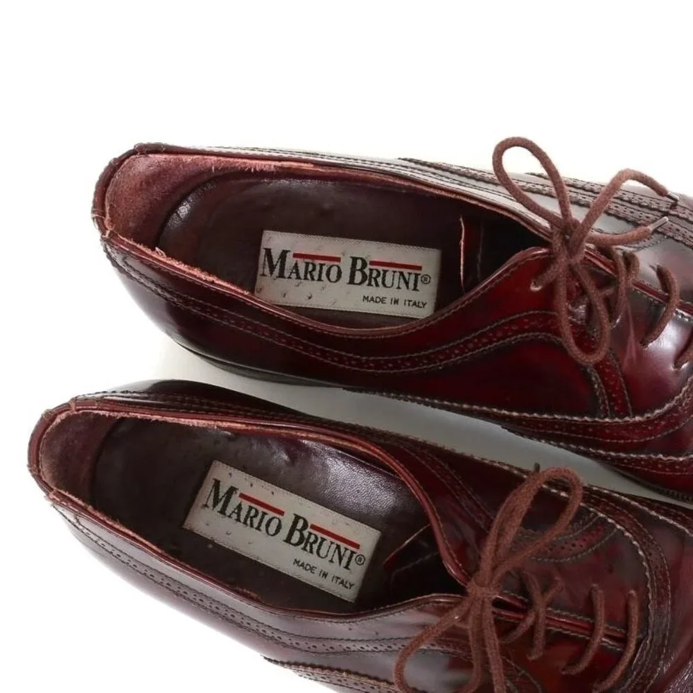Mario Bruni Mens Size 9W Burgundy Leather Cap-Toe Oxford Loafer FREE SHOE TREES!